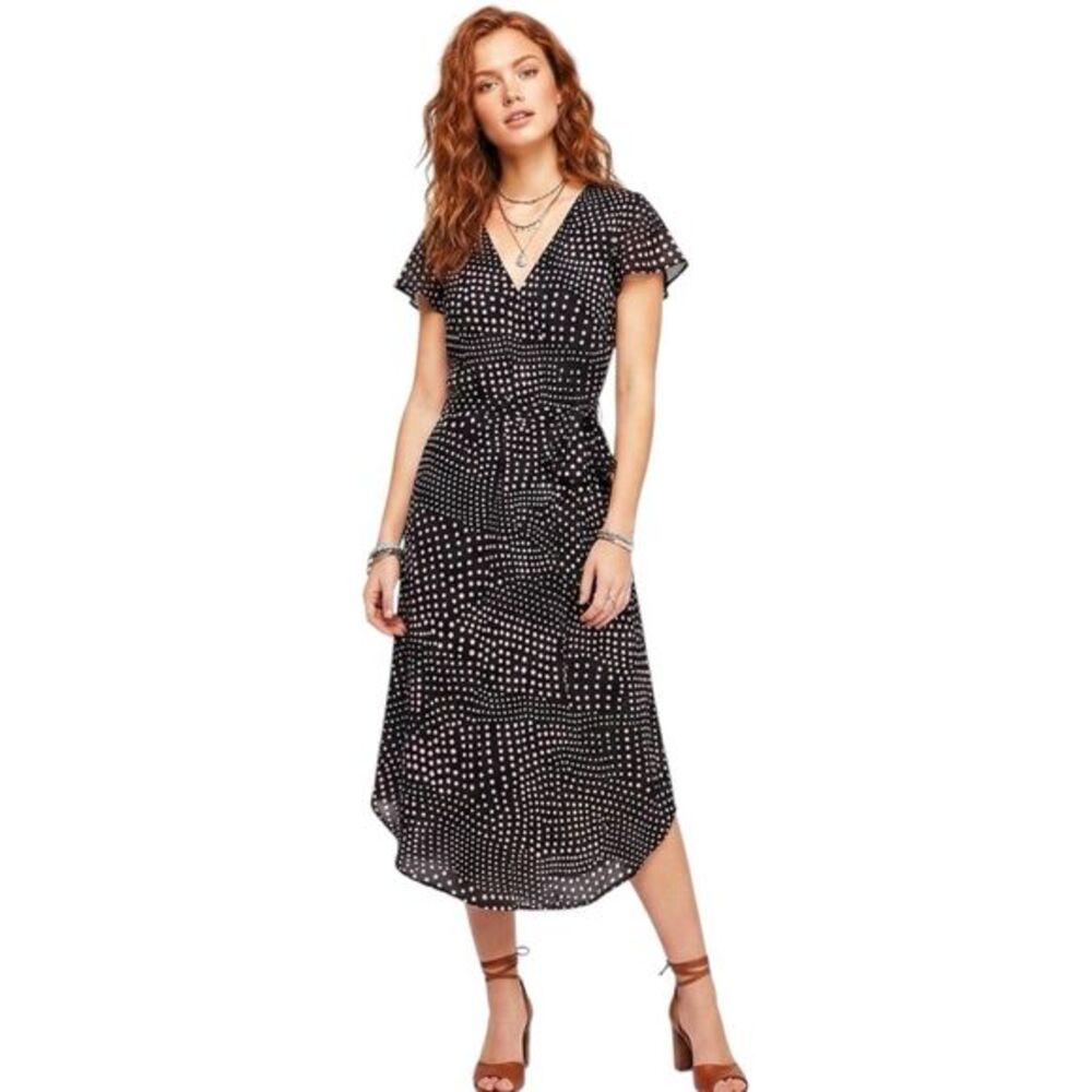 Laura Scott Midi Dress Lined Polka Dot Cap Sleeve Women Retro Rockabilly Sz 12